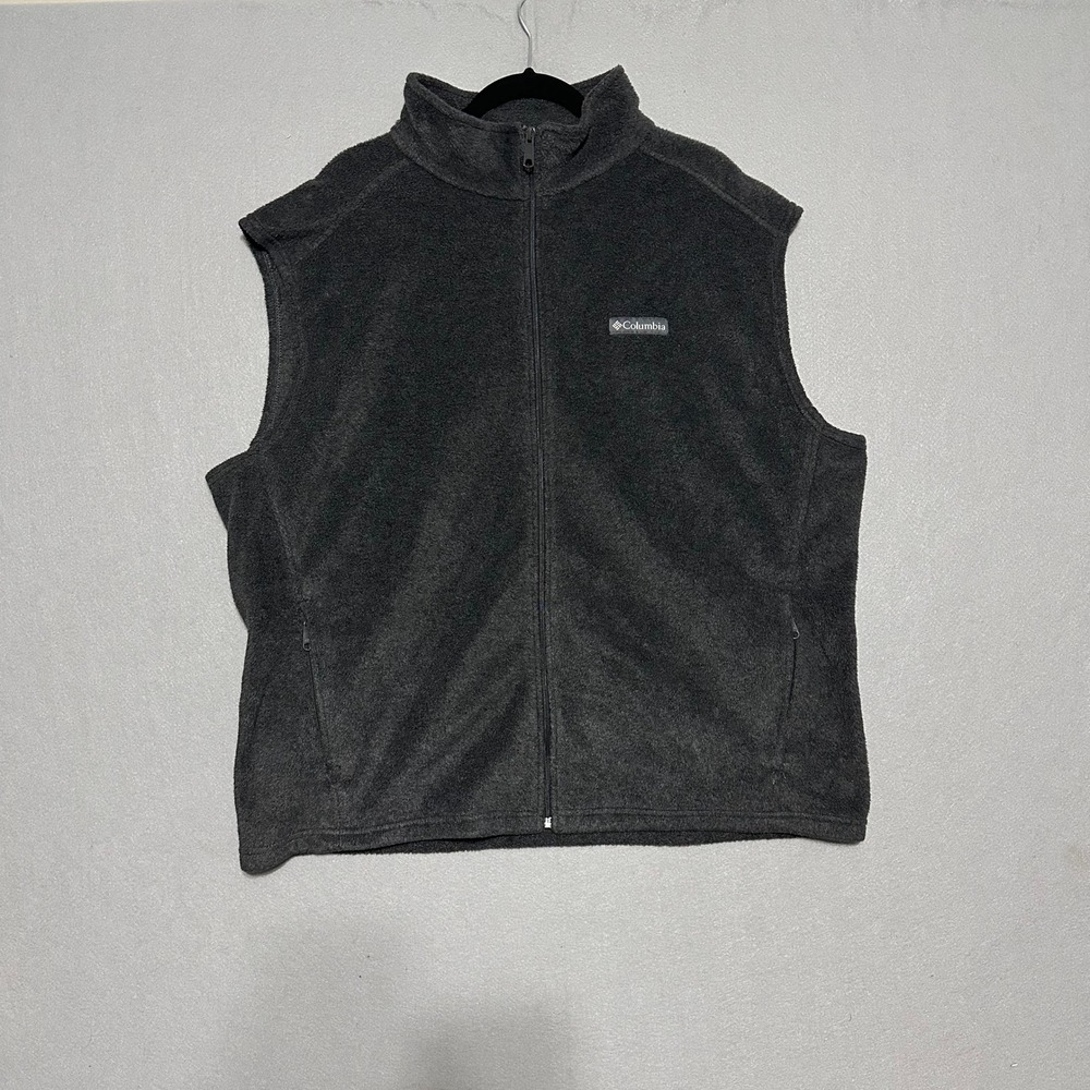 Columbia‎ Mens XXL Fleece Vest Charcoal Gray Full Zip Sleeveless Jacket Layering